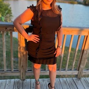 Express Black Ruffle dress. Lined. Knee length